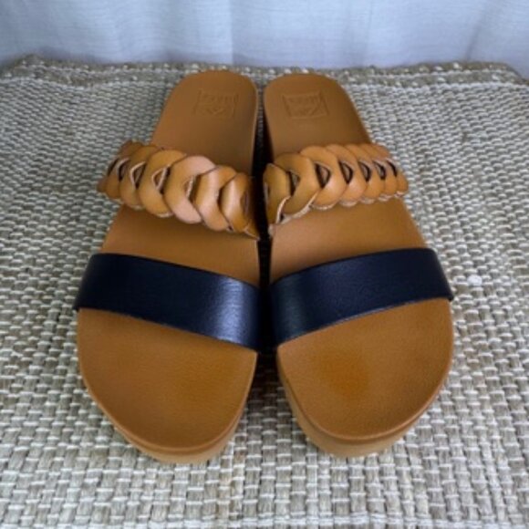 REEF Cushion Vista Hi Twist Platform Sandals Cognac black, Size 9.5 - Picture 2 of 5